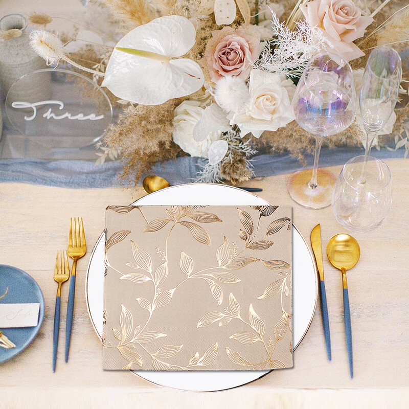 20 buc/lot șervețel din foită de aur, 2/3 straturi, fără parfum, șervețele de masă pentru petrecere, hârtie pentru cafenea, cârpă pentru gură pentru hotel, șervețele pentru mese