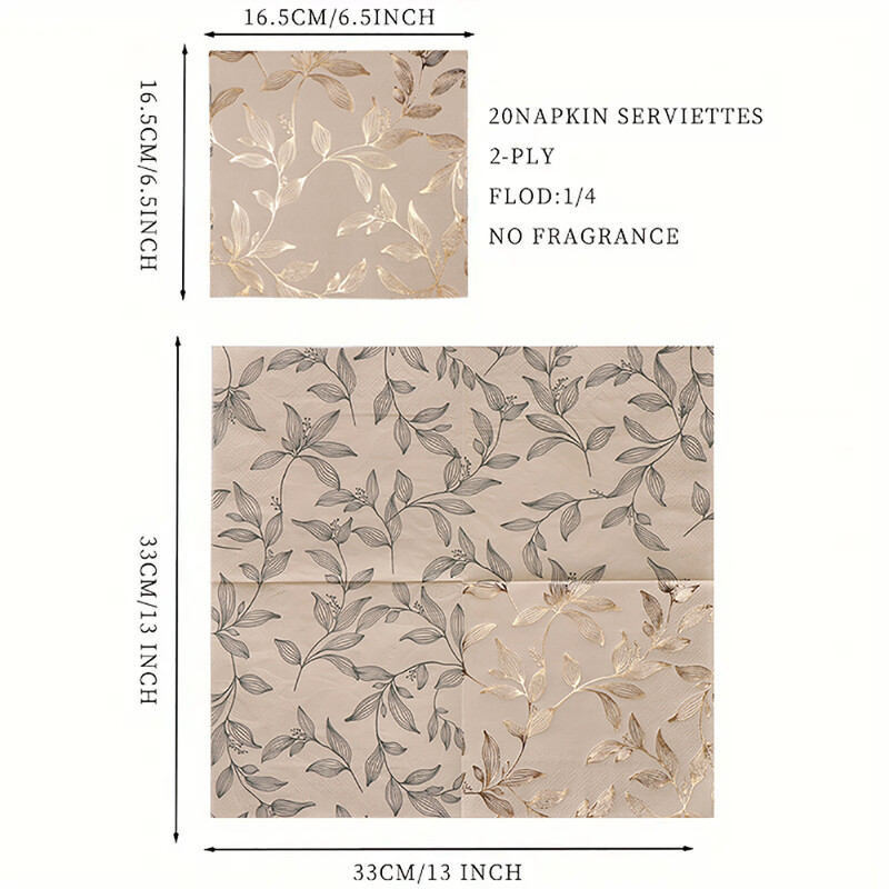 20 buc/lot șervețel din foită de aur, 2/3 straturi, fără parfum, șervețele de masă pentru petrecere, hârtie pentru cafenea, cârpă pentru gură pentru hotel, șervețele pentru mese
