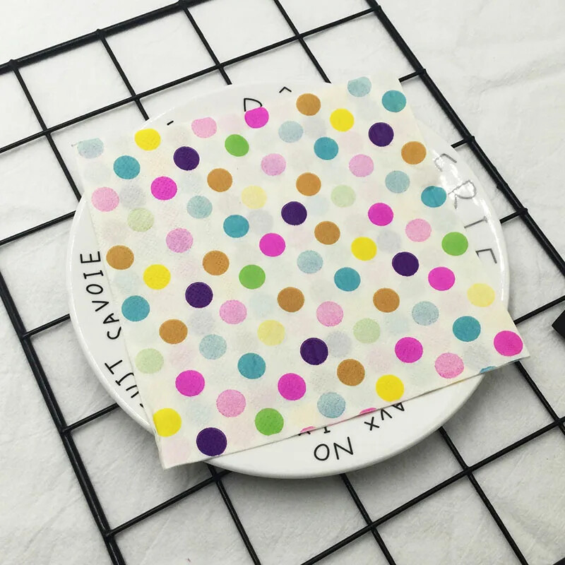 20 buc/pac Șervețele noi cu puncte colorate Șervețele de hârtie imprimate cu albastru Hârtie de nuntă Fluture Os Hârtie Bart Serviciu de loc 2 straturi 33 cm