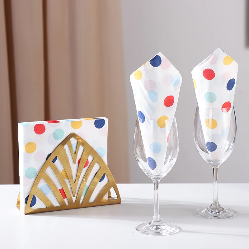 20 buc/pac Șervețele noi cu puncte colorate Șervețele de hârtie imprimate cu albastru Hârtie de nuntă Fluture Os Hârtie Bart Serviciu de loc 2 straturi 33 cm