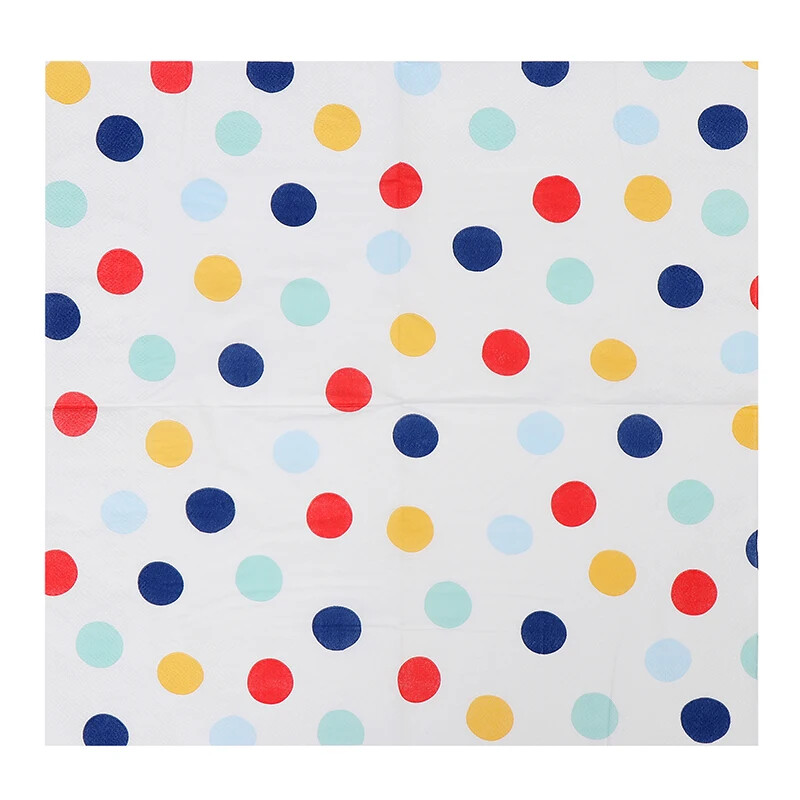 20 buc/pac Șervețele noi cu puncte colorate Șervețele de hârtie imprimate cu albastru Hârtie de nuntă Fluture Os Hârtie Bart Serviciu de loc 2 straturi 33 cm