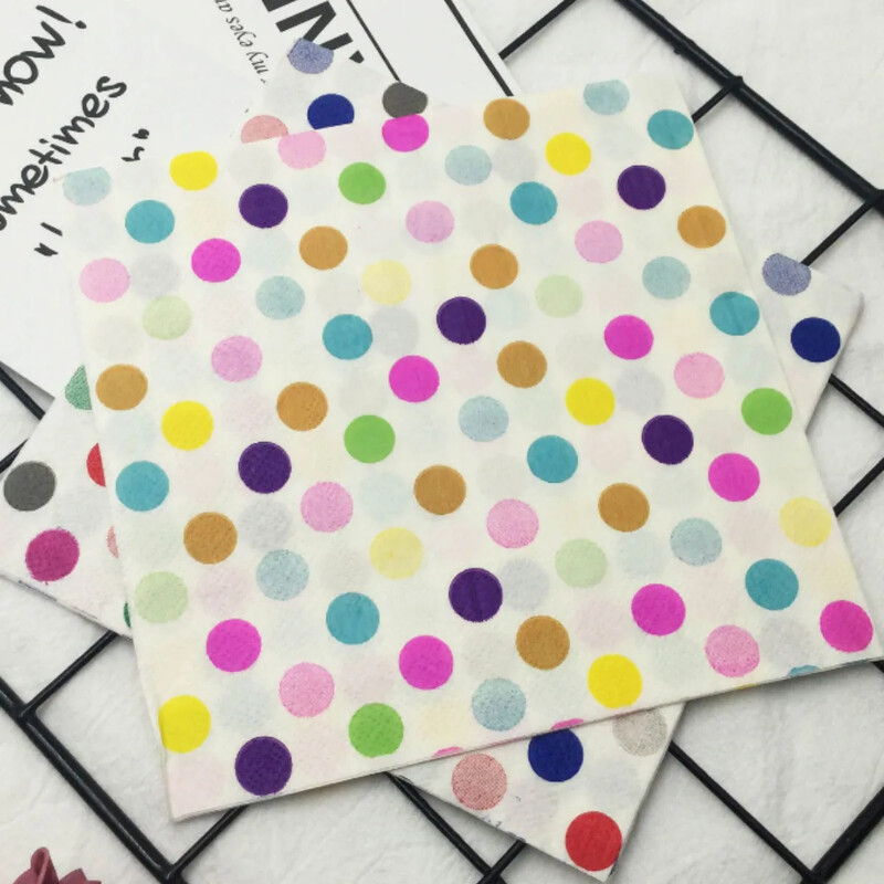 20 buc/pac Șervețele noi cu puncte colorate Șervețele de hârtie imprimate cu albastru Hârtie de nuntă Fluture Os Hârtie Bart Serviciu de loc 2 straturi 33 cm