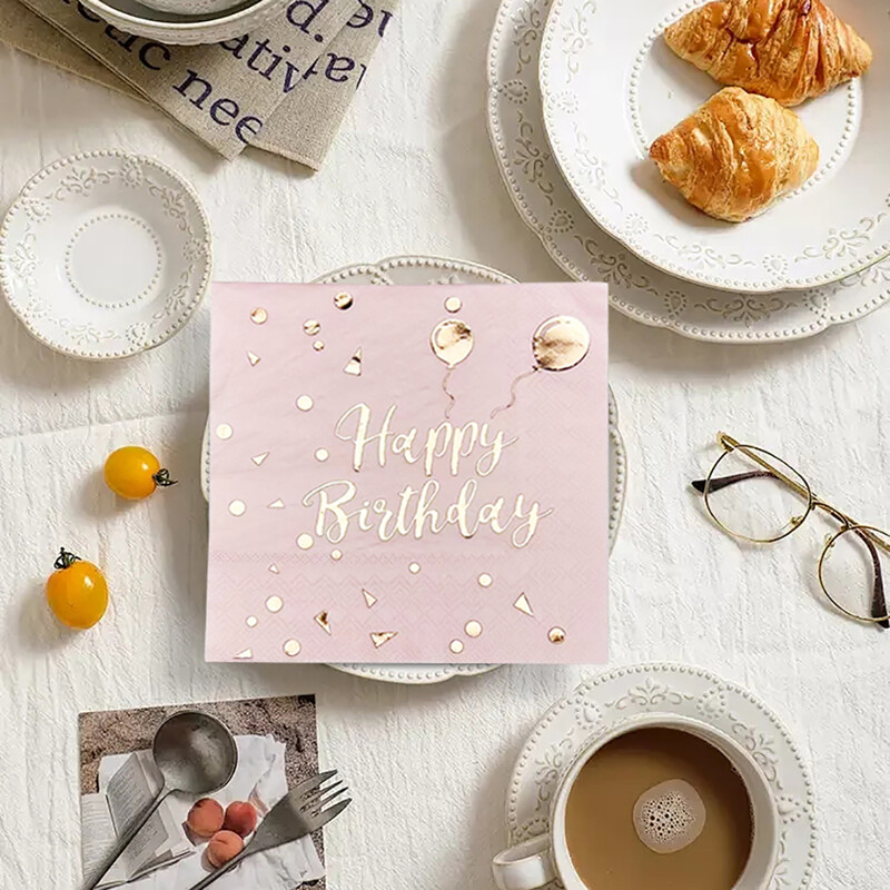 20 buc/lot șervețel roz moale, fără parfum, șervețele de masă pentru petrecere de ziua de naștere, hârtie pentru cafenea, cârpă pentru gură, tavă de luat masa pentru hotel, șervețele
