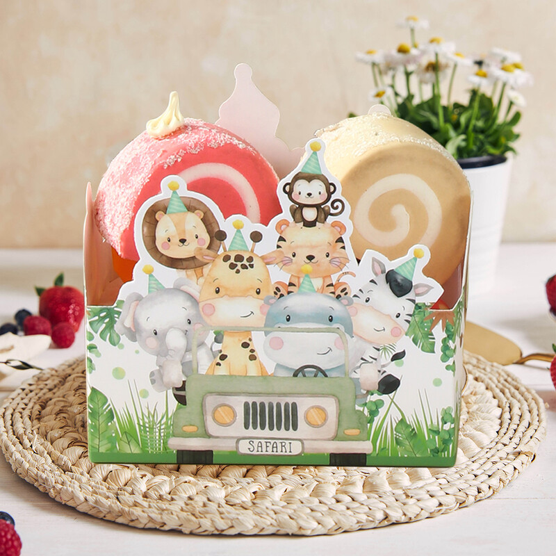 Ballīte Favor Papīra dāvanu maisiņi dzimšanas dienas svinībām bērniem Piederumi Dzīvnieki Dāvanu maisiņi Džungļu safari Zoo Dzīvnieku labvēlības konfekšu kastes