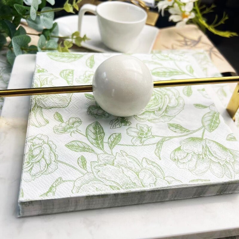 20 buc/pac Șervețele elegante imprimate cu trandafiri de epocă Covorașe de masă verde proaspete Decor pentru petreceri Servețele de hârtie Rechizite pentru bucătărie