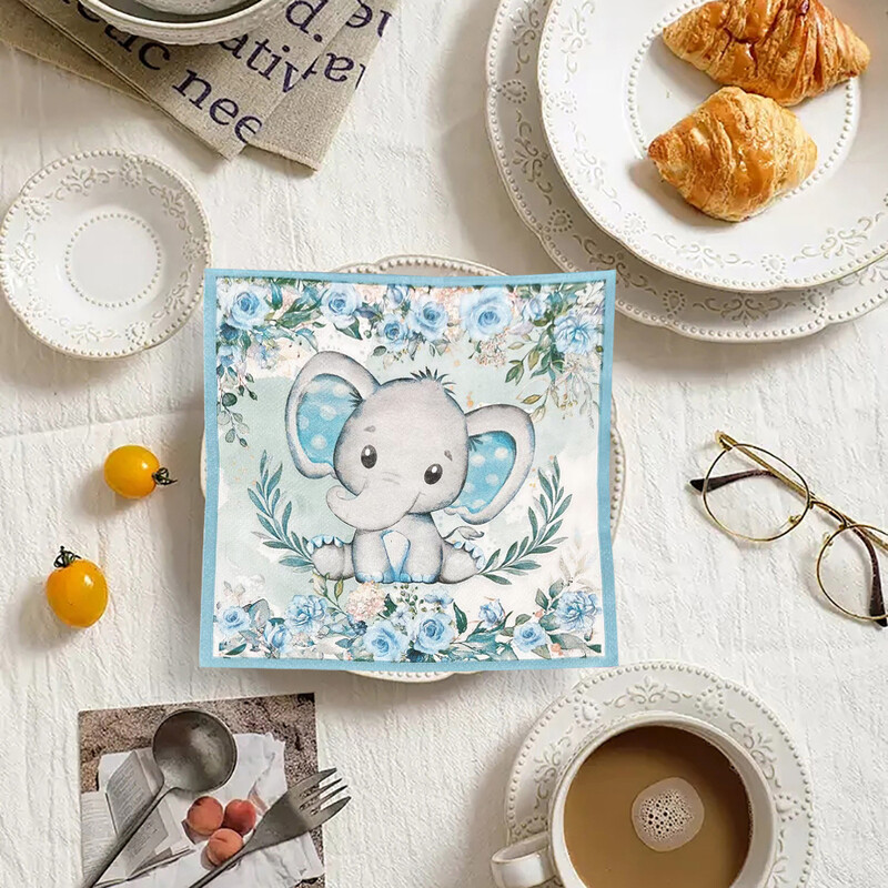 20 buc/lot șervețele cu elefant drăguț șervețele de hârtie imprimate cu desene animate, pentru petrecerea de nuntă, covorașe pentru masă de cafea, șervețel pentru decoupage din stofă