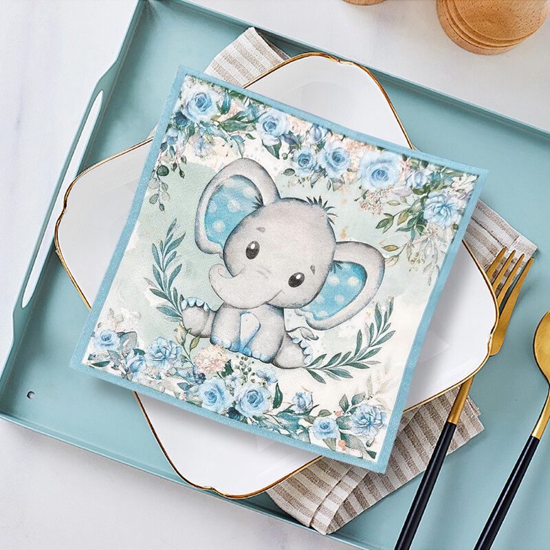 20 buc/lot șervețele cu elefant drăguț șervețele de hârtie imprimate cu desene animate, pentru petrecerea de nuntă, covorașe pentru masă de cafea, șervețel pentru decoupage din stofă