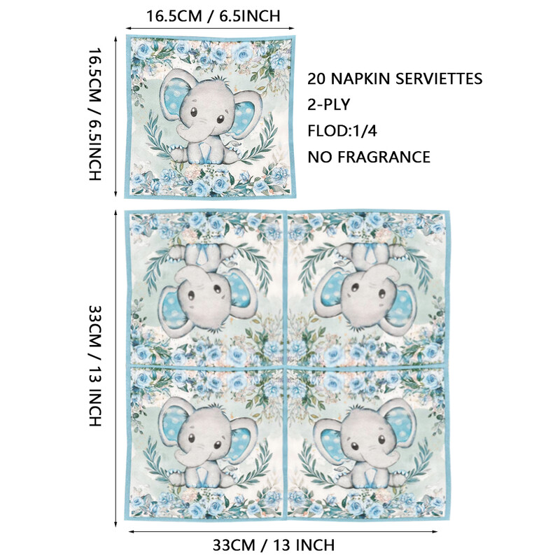 20 buc/lot șervețele cu elefant drăguț șervețele de hârtie imprimate cu desene animate, pentru petrecerea de nuntă, covorașe pentru masă de cafea, șervețel pentru decoupage din stofă