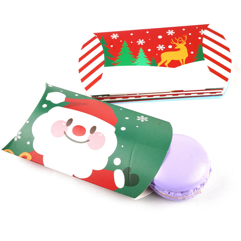 12 gab. Spilvena forma Kraftpapīra konfekšu kastīte ballītei labvēlīga dāvanu kastīte Ziemassvētku vecīša bērniem iepakojuma maisiņi Priecīgus Ziemassvētkus Navidad dekors