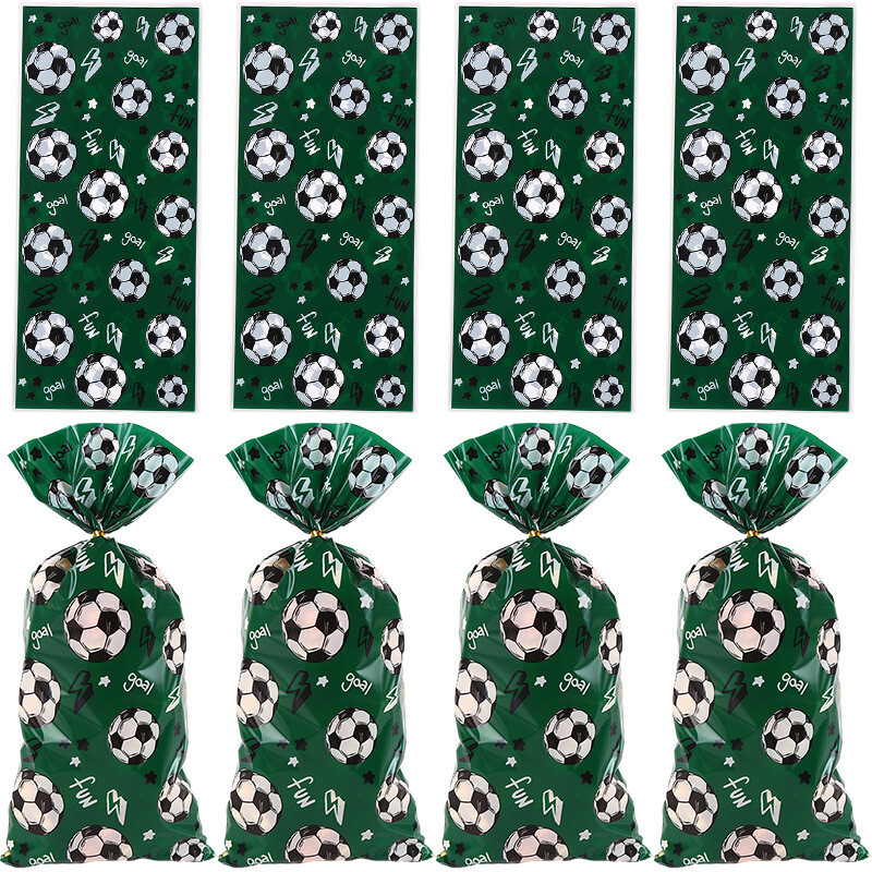 Futbola konfekšu dāvanu maisiņš ar savilkāmām saitēm, cepumu iepakojuma maisiņš bērniem, dzimšanas dienas ballīšu dekorēšanas piederumi, futbola tematiskā ballīte, 25/50 gab.