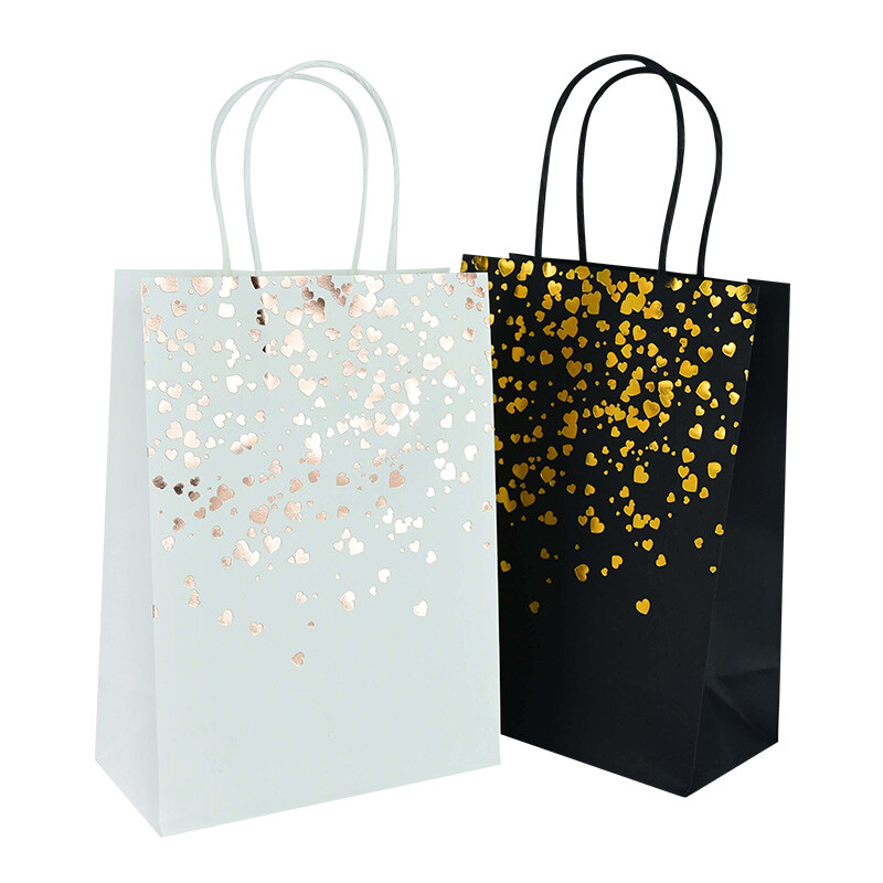 6 gab. Mirdzošs melns papīra maisiņš Pārnēsājams cepumu konfekšu dāvanu maisiņš dzimšanas dienas kāzu iesaiņojuma maisiņi Helovīna Ziemassvētku piederumi