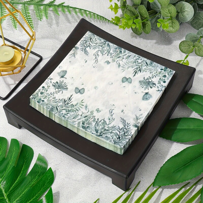 Apdrukātas bezgaršīgas drošās salvetes papīrs zaļš svaigs galda paklāji audu mājsaimniecības noformējums ballītes dekorēšanai 2 slāņu papīra salvetes