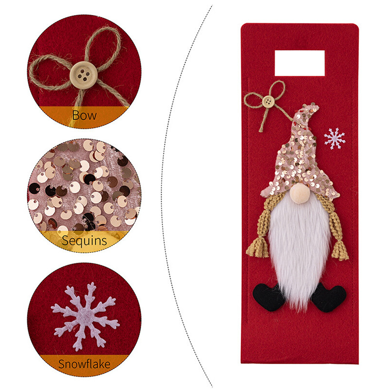 Vīna pudeļu dāvanu maisiņi ar rokturiem Atkārtoti lietojams vīna dāvanu maisiņš Ziemassvētku ballītei Mājas iesildīšanās glabāšanas maisiņš