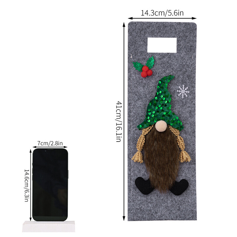 Vīna pudeļu dāvanu maisiņi ar rokturiem Atkārtoti lietojams vīna dāvanu maisiņš Ziemassvētku ballītei Mājas iesildīšanās glabāšanas maisiņš