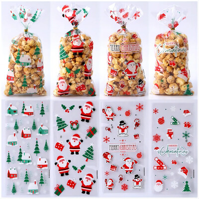 50 τεμ Merry Christmas Candy Bags Τσάντες δώρου με γραβάτες Χριστουγεννιάτικα μπισκότα μπισκότα Επιδόρπιο DIY 2025 Πρωτοχρονιάτικο Παιδικό Πάρτι Μπομπονιέρες