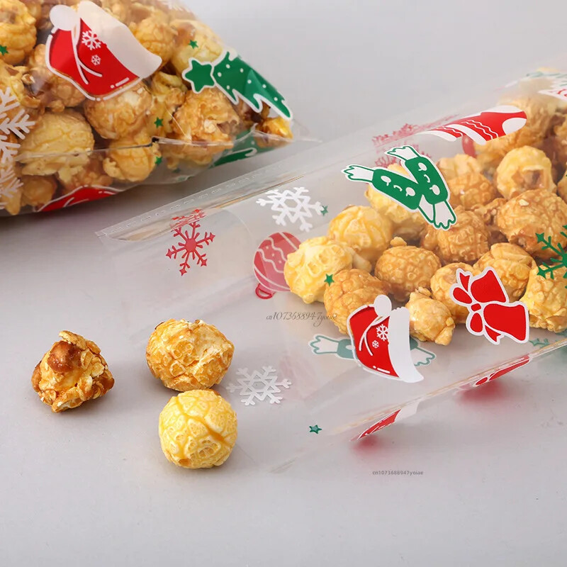 50 gab. Priecīgus Ziemassvētku konfekšu maisiņi Dāvanu maisiņi ar saitēm Ziemassvētki Cepumi Cepumi Deserts DIY 2025. gada Jaungada vakara bērnu ballītes priekšrocības