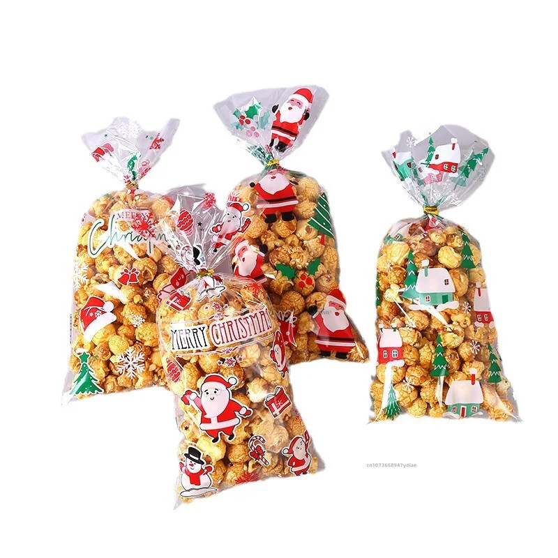 50 gab. Priecīgus Ziemassvētku konfekšu maisiņi Dāvanu maisiņi ar saitēm Ziemassvētki Cepumi Cepumi Deserts DIY 2025. gada Jaungada vakara bērnu ballītes priekšrocības