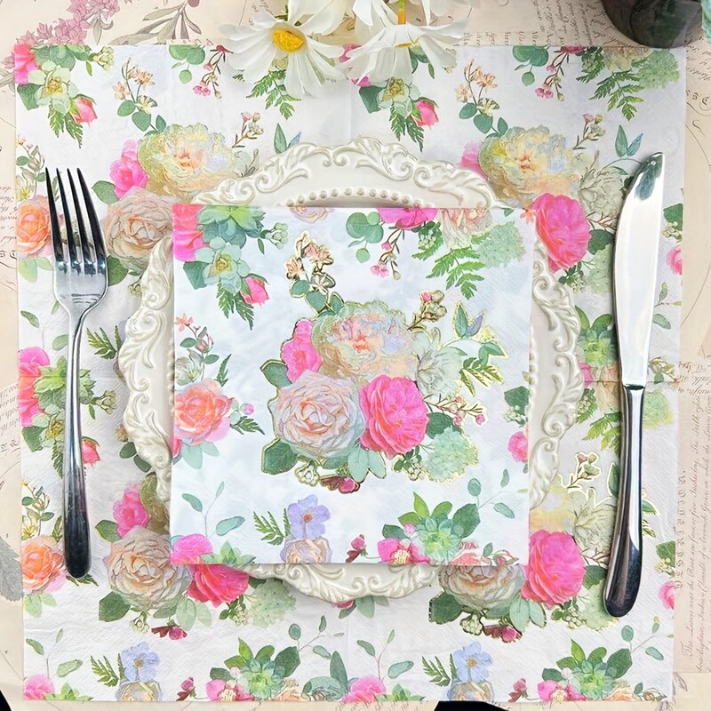 20 τεμ./τεμ. Νωπές χαρτοπετσέτες εκτύπωσης Χαρτί Γαμήλιο πάρτι Τραπέζι Πανί Στόμιο καφέ Τραπέζι τραπεζαρίας Δίσκος χαρτοπετσέτες μελισσοπετσέτες ποιμενικού στυλ