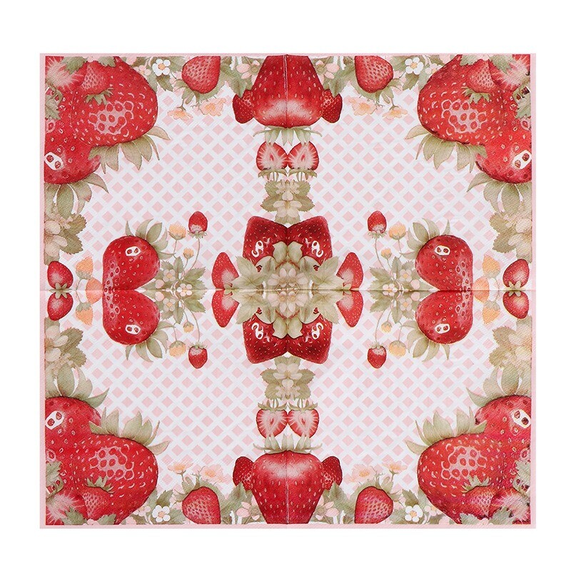 20 bucăți 33x33 cm pătrate căpșuni imprimate hârtie țesut veselă de unică folosință șervețel pentru decorare pentru petrecerea de aniversare