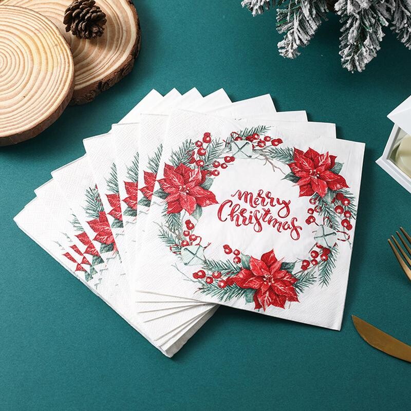 Kalėdinės popierinės servetėlės stalo dekoras Kalėdų temos servetėlės Kalėdų dizaino popierinės servetėlės stalo reikmenys dekoro popierinės servetėlės, skirtos