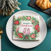 Χριστουγεννιάτικες χαρτοπετσέτες 20x Χαρούμενα Χριστούγεννα Διακοσμητικές Χαρτοπετσέτες γιορτινού πάρτι Κόκκινο πράσινο στεφάνι Χριστουγεννιάτικες πετσέτες καλεσμένων για μεσημεριανό γεύμα