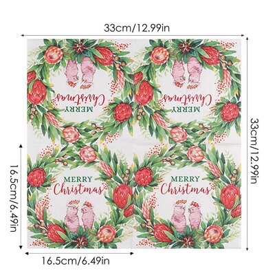 Χριστουγεννιάτικες χαρτοπετσέτες 20x Χαρούμενα Χριστούγεννα Διακοσμητικές Χαρτοπετσέτες γιορτινού πάρτι Κόκκινο πράσινο στεφάνι Χριστουγεννιάτικες πετσέτες καλεσμένων για μεσημεριανό γεύμα