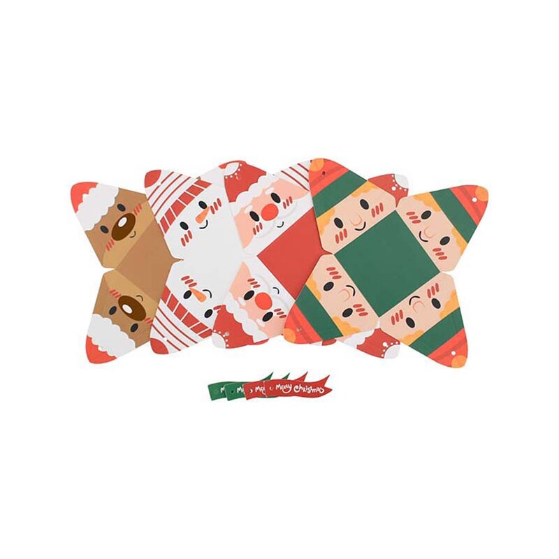 24GB jauna dizaina karsti pārdota maza Ziemassvētku trīsstūra papīra konfekšu dāvanu kastīte ar birku un lenti