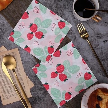 Χαρτοπετσέτες 20/60 τμχ Strawberry Printed Paper, 2-Ply χαρτοπετσέτες μιας χρήσης για πάρτι γενεθλίων Baby Shower - Τραπεζοπετσέτες Tissue Supplies