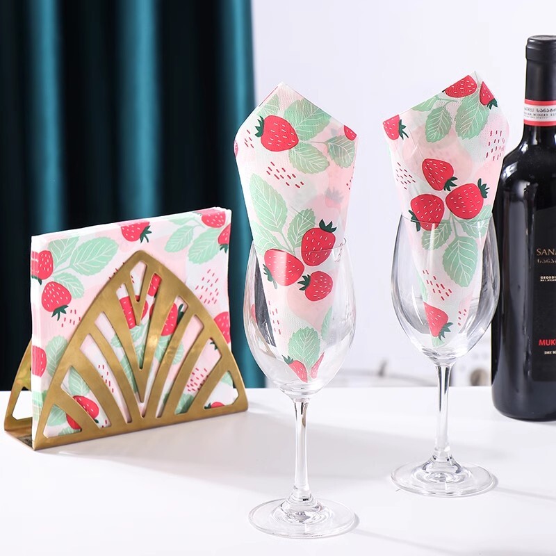 20/60 vnt. braškėmis margintos popierinės servetėlės, 2 sluoksnių vienkartinės servetėlės Baby Shower gimtadienio vakarėliui – stalo dekoravimo servetėlės