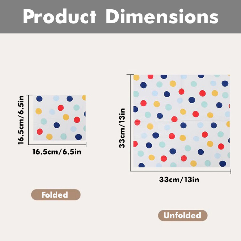 20/60 vnt. spalvotų taškelių spausdintos popierinės servetėlės, 2 sluoksnių vienkartinės servetėlės, skirtos Baby Shower Gimtadienio vakarėliui-stalo dekoro servetėlės