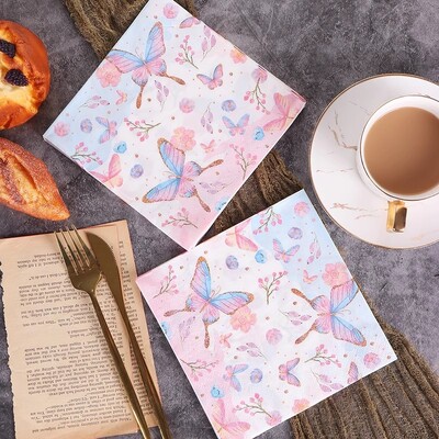 20vnt/maišelis Gėlėmis margintas stalo vakarienės popierinis vienkartinis servetėlių servetėlis Vestuvių vakarėlio dekoravimas