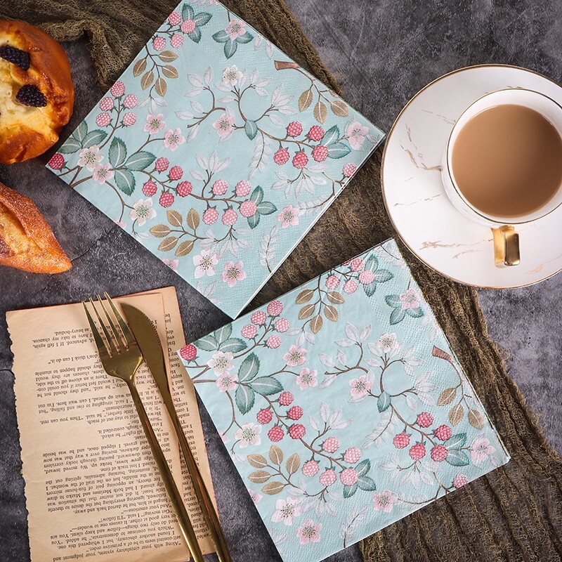 20vnt/maišelis Gėlėmis margintas stalo vakarienės popierinis vienkartinis servetėlių servetėlis Vestuvių vakarėlio dekoravimas