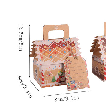 10 τεμ. Χάρτινο κουτί μπισκότων σε σχήμα Χριστουγεννιάτικου σπιτιού με ετικέτα Κουτί συσκευασίας δώρου μελόψωμο Άγιου Βασίλη για διακόσμηση χριστουγεννιάτικου πάρτι
