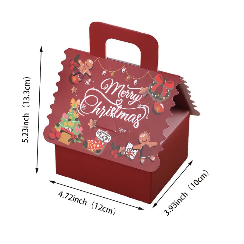 10/20 gab. Papīra Ziemassvētku konfekšu dāvanu kastīte Cepumi Māja Iepakojuma kastīte Ziemassvētki Navidad Natal Jaunais gads Priecīgus Ziemassvētku ballīšu piederumi