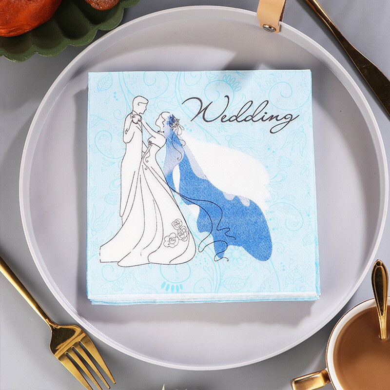 20 buc/pachet Mire și mireasă hârtie imprimată cocktail decorare petrecere de nuntă șervețele de cină consumabile de unică folosință
