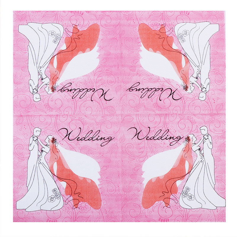 20 buc/pachet Mire și mireasă hârtie imprimată cocktail decorare petrecere de nuntă șervețele de cină consumabile de unică folosință