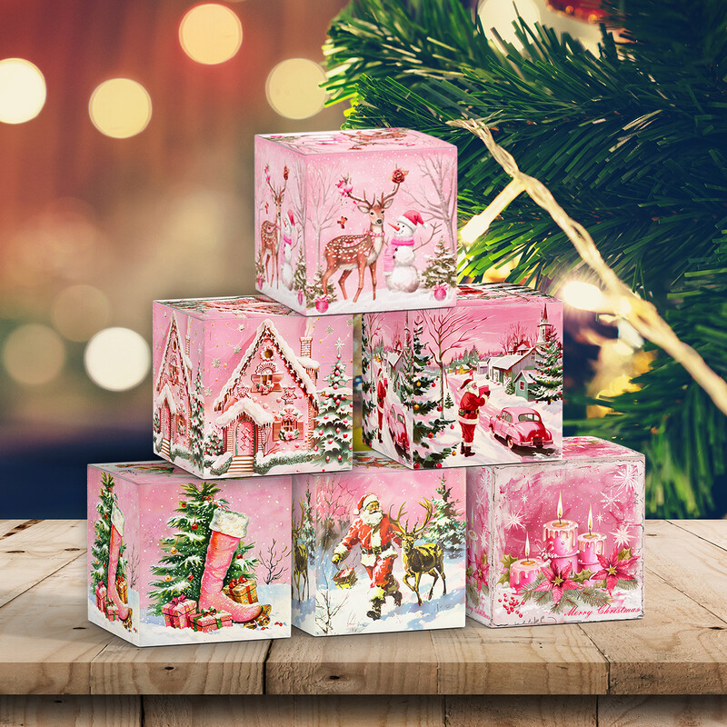 6gab Ziemassvētku dāvanu kastīte konfekšu kaste Ziemassvētku cepumu kaste Priecīgu Ziemassvētku ballīšu dāvanu iepakojuma kaste Navidad Jaungada dāvanu mājas dekors