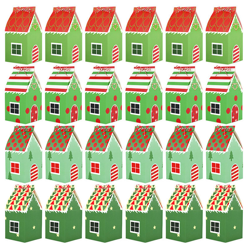 12 gab Ziemassvētku dāvanu kastīte Mājas forma konfektes cepumu iepakojuma piederumi Ziemassvētku eglīšu rotājumi mājas dekorēšana 2025 Navidad Jaunais gads