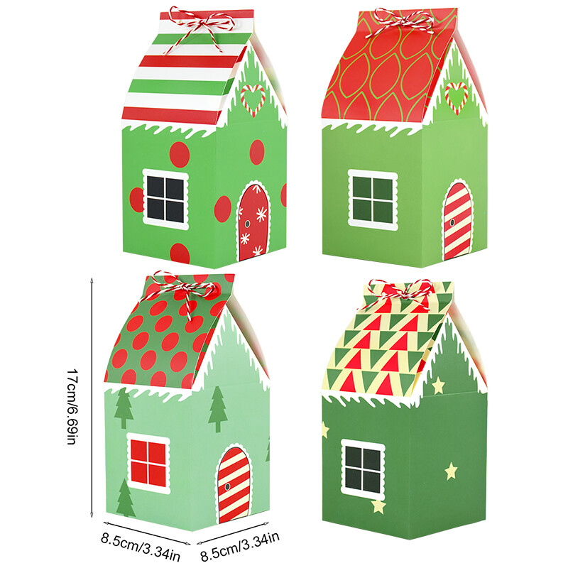 12 gab Ziemassvētku dāvanu kastīte Mājas forma konfektes cepumu iepakojuma piederumi Ziemassvētku eglīšu rotājumi mājas dekorēšana 2025 Navidad Jaunais gads