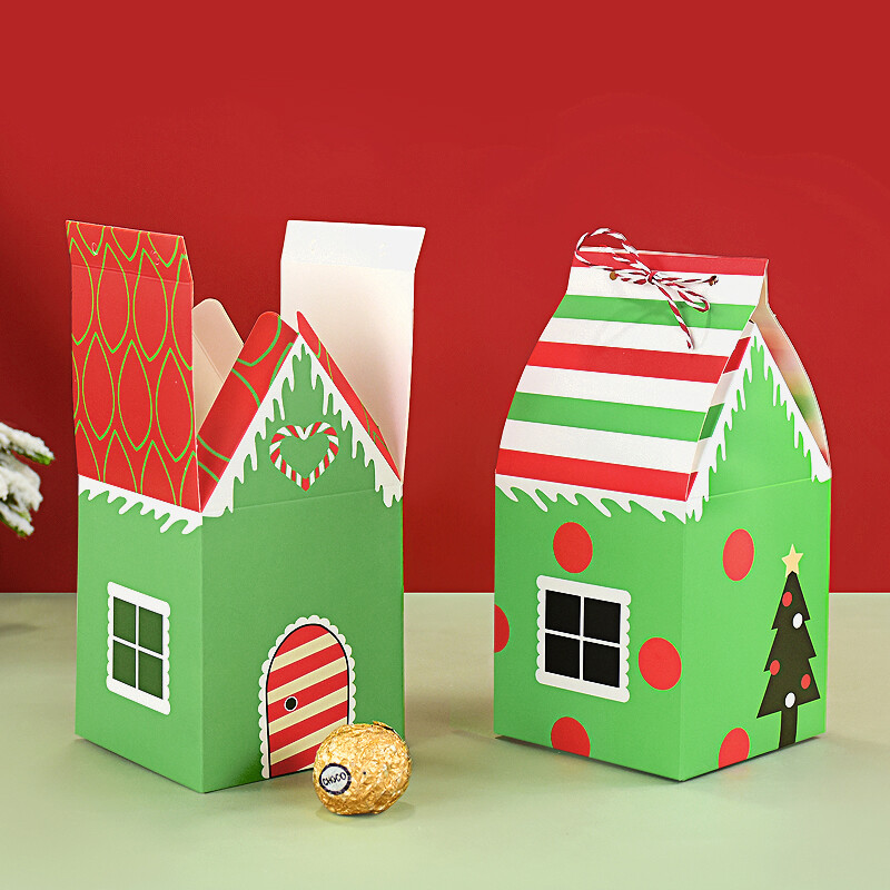 12 gab Ziemassvētku dāvanu kastīte Mājas forma konfektes cepumu iepakojuma piederumi Ziemassvētku eglīšu rotājumi mājas dekorēšana 2025 Navidad Jaunais gads