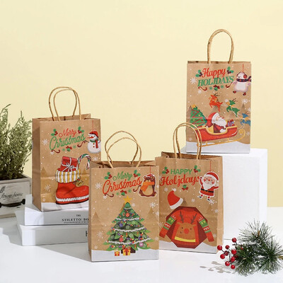 Papír ajándéktasakok Mikulás cukorka süti csomagoló tasakok Ünnepi ajándékcsomagolás Navidad dekorációhoz és karácsonyi parti kellékekhez