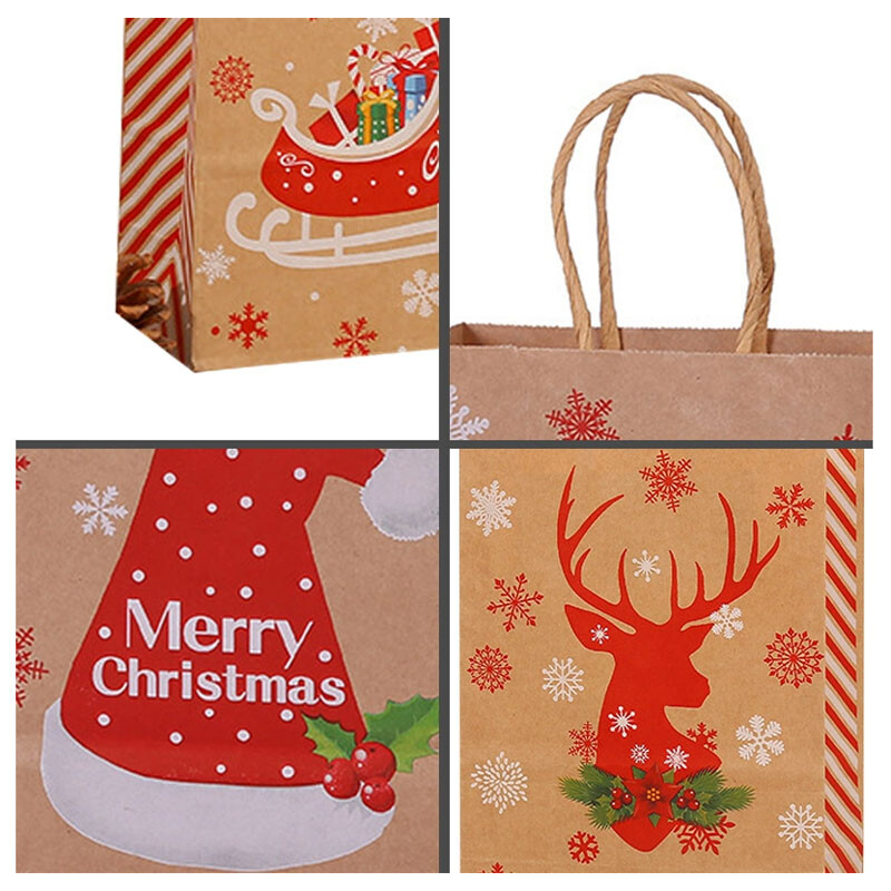 Papīra dāvanu maisiņi Ziemassvētku vecīša konfekšu cepumu iesaiņošanas maisiņi Svētku dāvanu iesaiņošana Navidad dekorēšanai un Ziemassvētku ballīšu piederumiem