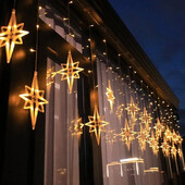 3μέτρων EU βύσμα Led Fairy Polaris Light Garland 12 Φώτα φεγγαριού/αστέρι Φώτα κουρτίνας χορδών Διακοσμήσεις παραθύρων για τον κήπο του σπιτιού