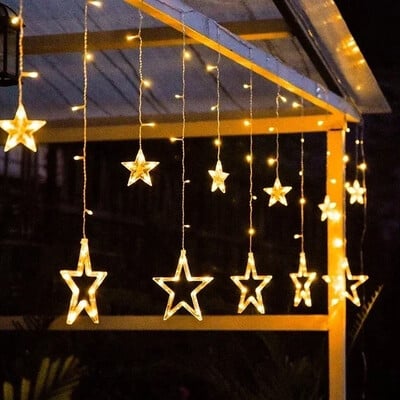 3μέτρων EU βύσμα Led Fairy Polaris Light Garland 12 Φώτα φεγγαριού/αστέρι Φώτα κουρτίνας χορδών Διακοσμήσεις παραθύρων για τον κήπο του σπιτιού