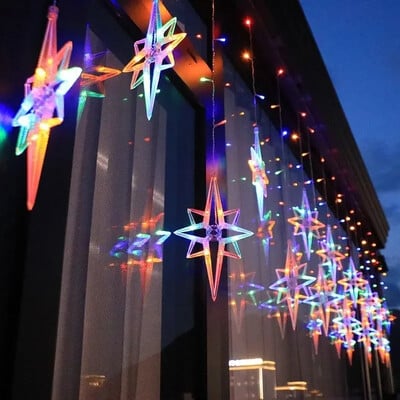 3μέτρων EU βύσμα Led Fairy Polaris Light Garland 12 Φώτα φεγγαριού/αστέρι Φώτα κουρτίνας χορδών Διακοσμήσεις παραθύρων για τον κήπο του σπιτιού