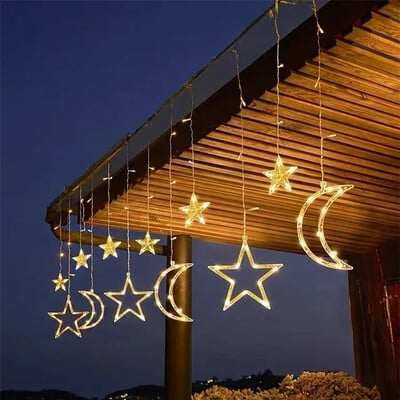 3μέτρων EU βύσμα Led Fairy Polaris Light Garland 12 Φώτα φεγγαριού/αστέρι Φώτα κουρτίνας χορδών Διακοσμήσεις παραθύρων για τον κήπο του σπιτιού