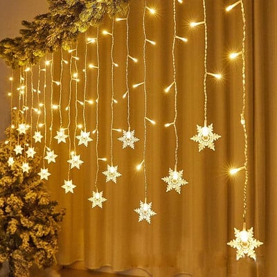 3μέτρων EU βύσμα Led Fairy Polaris Light Garland 12 Φώτα φεγγαριού/αστέρι Φώτα κουρτίνας χορδών Διακοσμήσεις παραθύρων για τον κήπο του σπιτιού