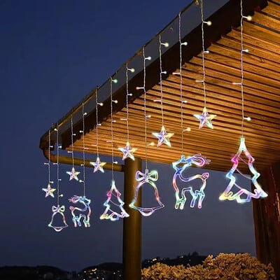 3μέτρων EU βύσμα Led Fairy Polaris Light Garland 12 Φώτα φεγγαριού/αστέρι Φώτα κουρτίνας χορδών Διακοσμήσεις παραθύρων για τον κήπο του σπιτιού