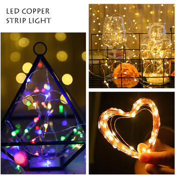 10M 5M 3M 2M Χάλκινο σύρμα LED Tinsel Garland με μπαταρία Fairy LED String Lights για Χριστουγεννιάτικη διακόσμηση γάμου