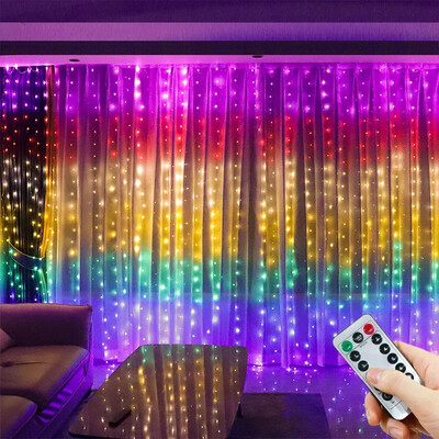 1db LED-es függönylámpák USB távirányítóval, alkalmas otthoni helyiségbe, esküvőre, partira, ablakra, falra, halloween karácsonyi dekorációra